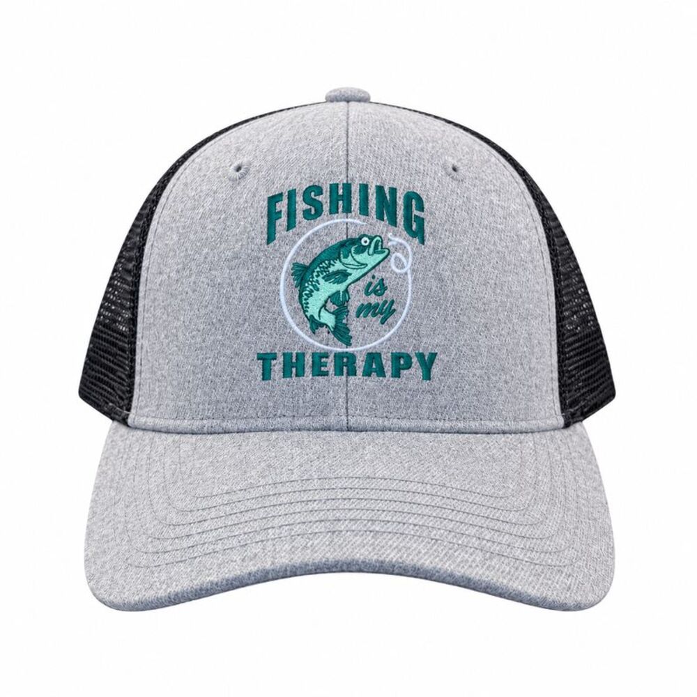 Fishing Is My Therapy Hat Funny Sarcastic Fish Trucker Cap